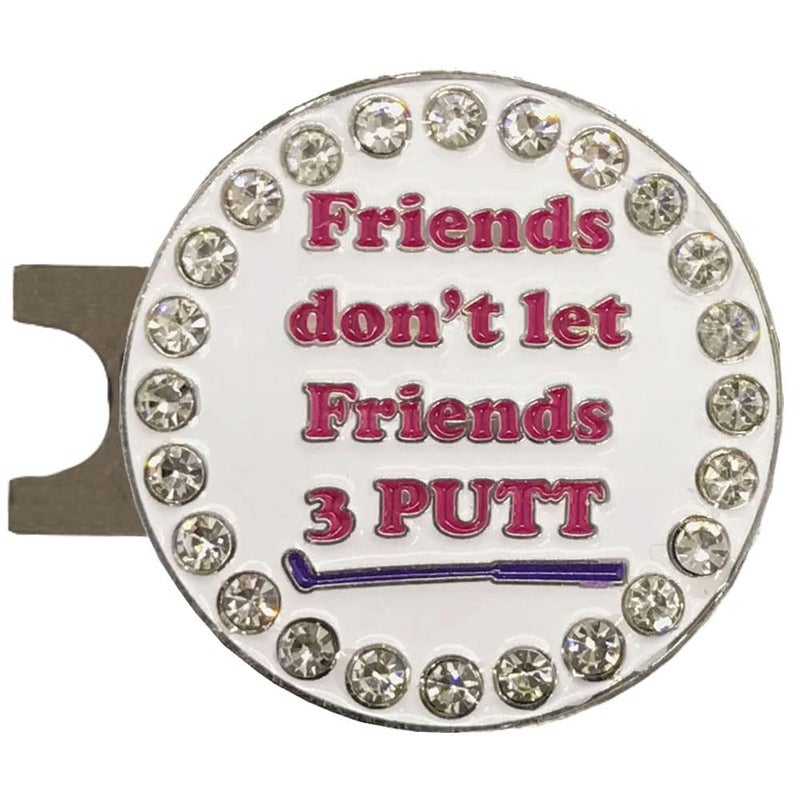 Giggle Golf Bling Golf Ball Marker with Magnetic Hat Clip â€“ Friends Donâ€™t Let Friends 3 Putt Sparkly Marker for Women Golfers â€“ Fun Golf Gift with Organza Bag & Bonus Hand Cream - Image 1